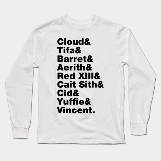 Final Fantasy 7 Characters (Black Text) Long Sleeve T-Shirt by inotyler